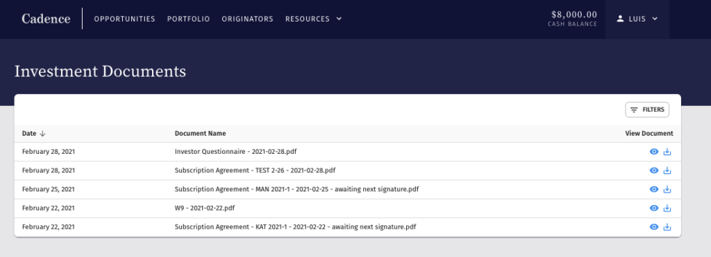 When you're done signing documents, they'll be here in your account.